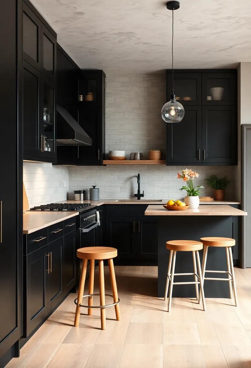 Vintage Inspiration: Blend modern ⁢black cabinets with vintage elements like ​mismatched stools or ⁢retro‌ appliances for a nostalgic⁢ vibe