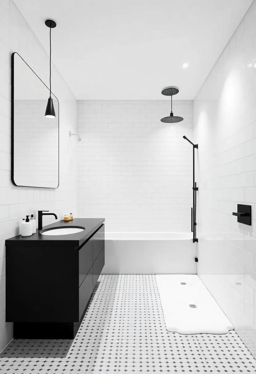 Innovative Showers: Emphasizing Function and Style in Black and White