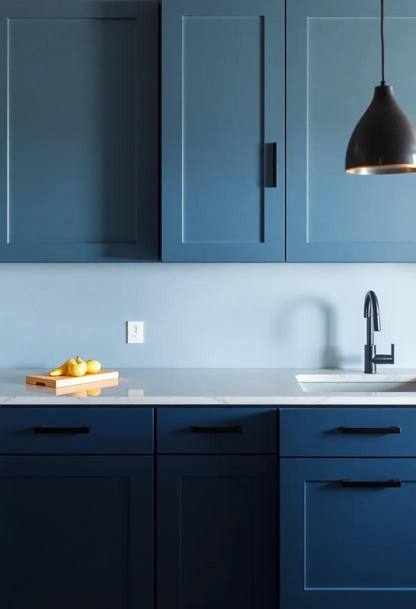 The ‌allure of matte indigo cabinetry with bold black‌ handles infuses ⁣character and warmth, inviting you to enjoy cooking in style