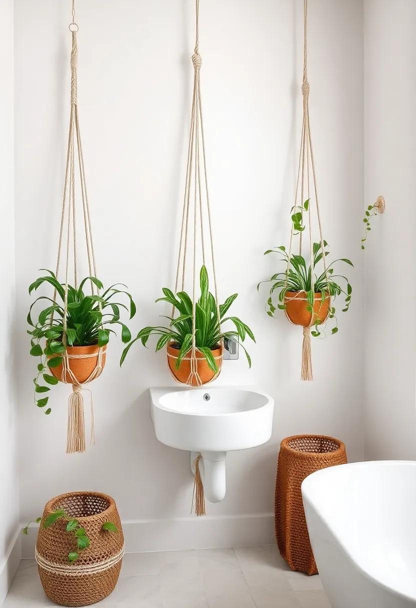Bring ​the Outdoors ⁢In With Hanging ‍Macramé Planters Throughout⁤ Your Bathroom