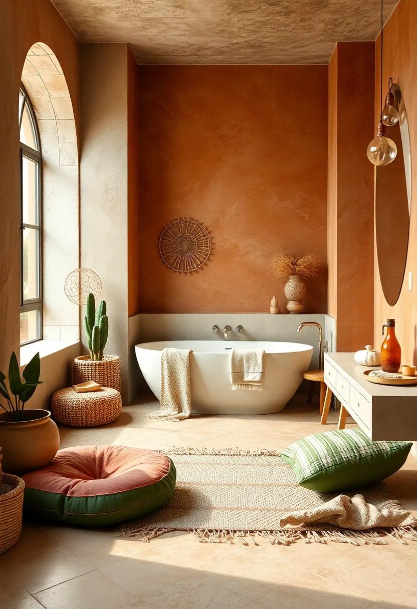 Embrace Earth Tones: Select a palette of earthy hues like terracotta, sage green, and sandy beige to create a warm, inviting atmosphere that's quintessentially boho