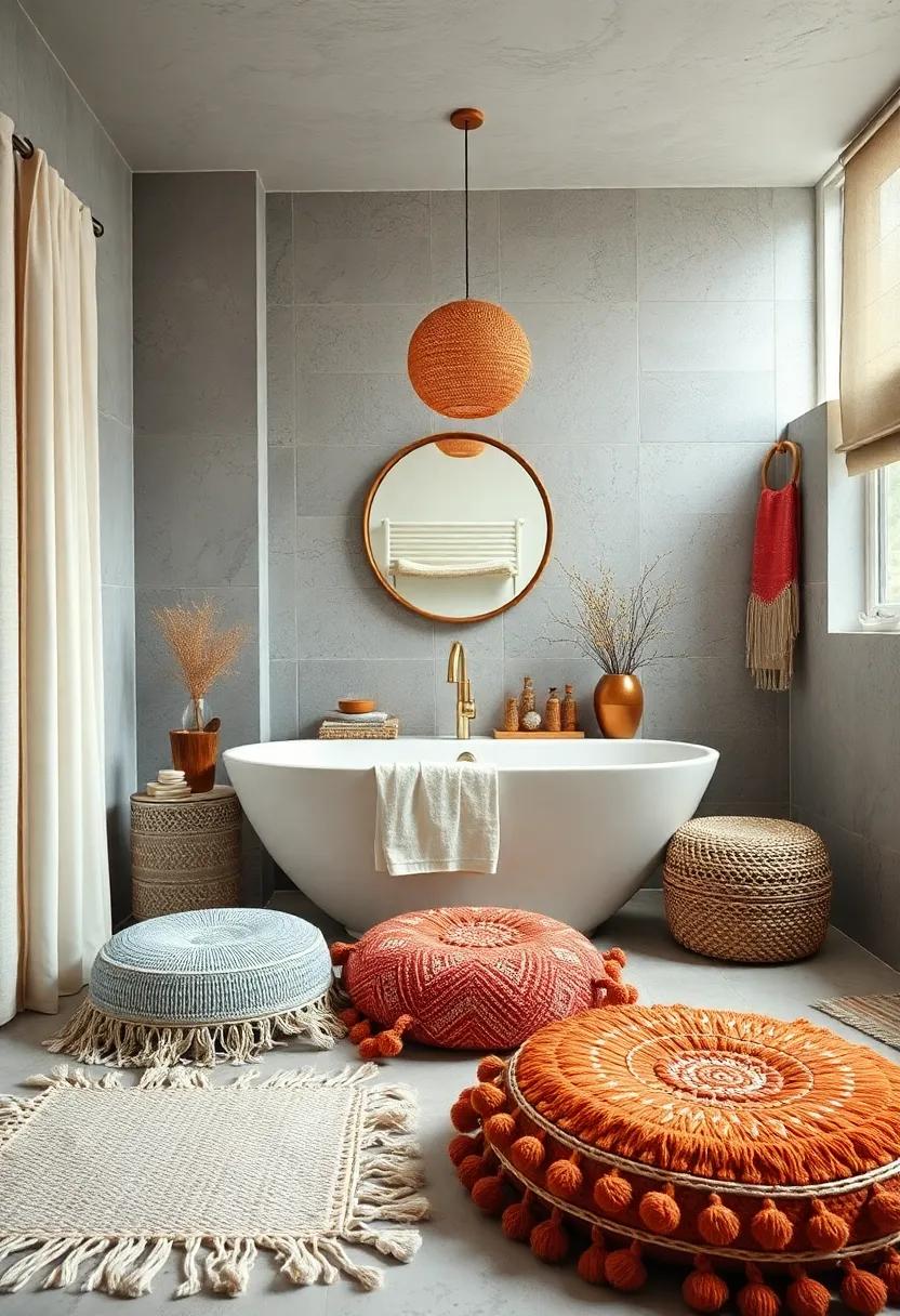 Fringed or Pom-Pom Details: Look for decor items like rugs or shower curtains that boast fringed edges or pom-poms for an extra flair of whimsy