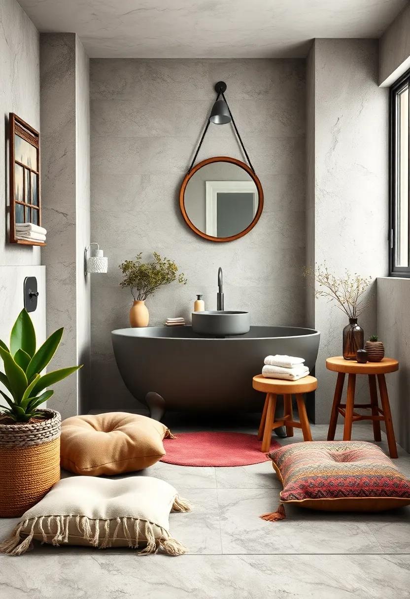 Vintage Finds: Incorporate vintage accessories like a reclaimed wooden mirror or a retro stool to bring character and history into your bathroom decor