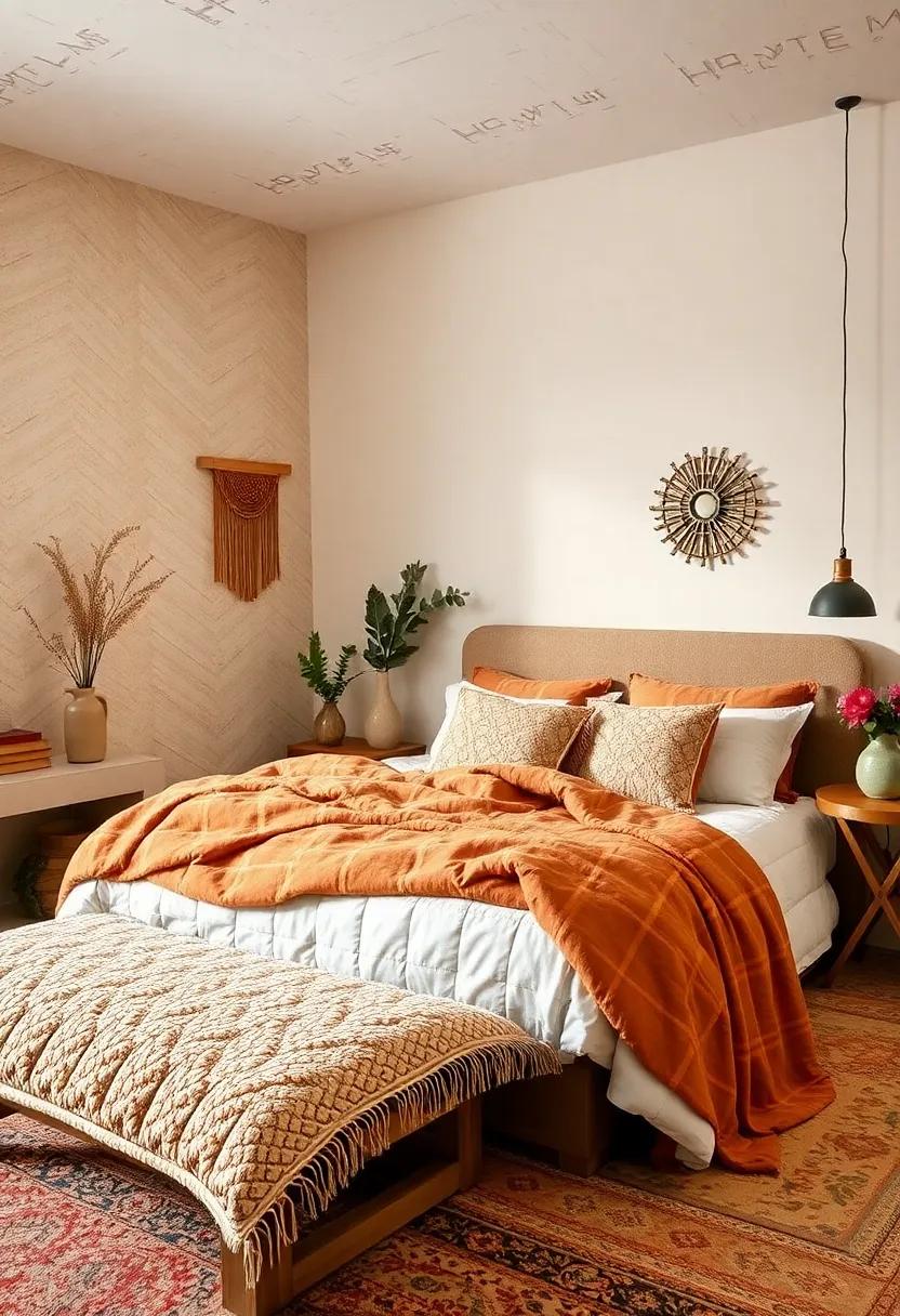 Quilted Throws: Drape quilted⁤ throws on your bed ⁢or furniture in warm tones, adding layers of comfort and style to‍ your bohemian retreat