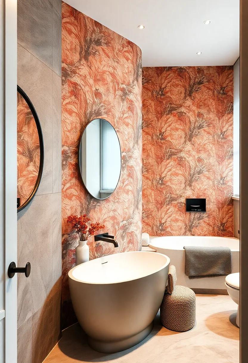 Use Bold Wallpaper:⁤ Choose vibrant patterns or textured wallpaper to‌ bring an unexpected twist to your bathroom walls