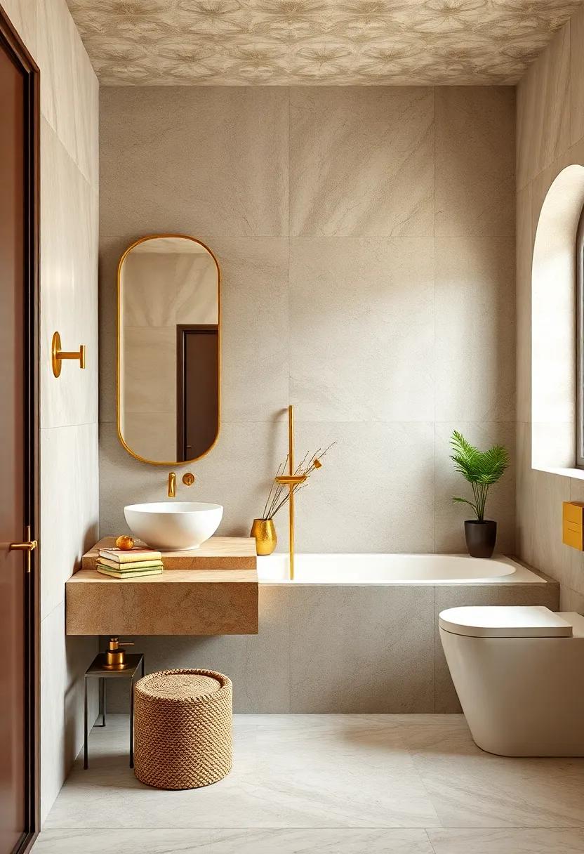 Glamorous Gold: Accent your bathroom with gold ⁤fixtures and mirrors that‌ add a touch of ⁣luxury, transforming⁤ ordinary spaces into opulent retreats