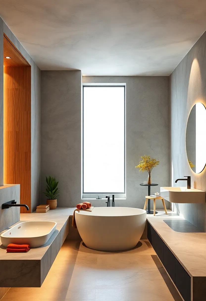 Unexpected Shapes: Play with asymmetrical designs and unconventional layouts that surprise and engage, turning the‍ bathroom into a design focal point