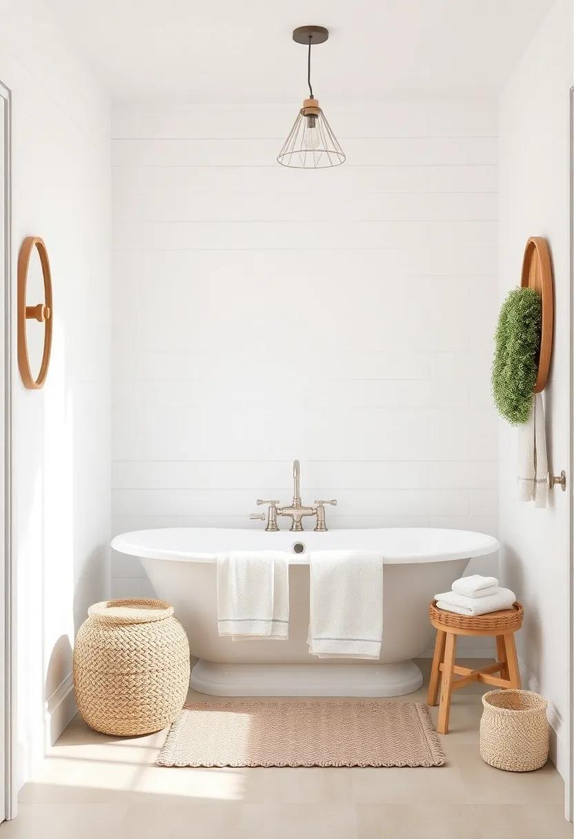 Embrace Nautical Neutrals: Start with a classic white shiplap backdrop and accessorize with soft beige or sandy tones to create a serene and coastal-inspired oasis