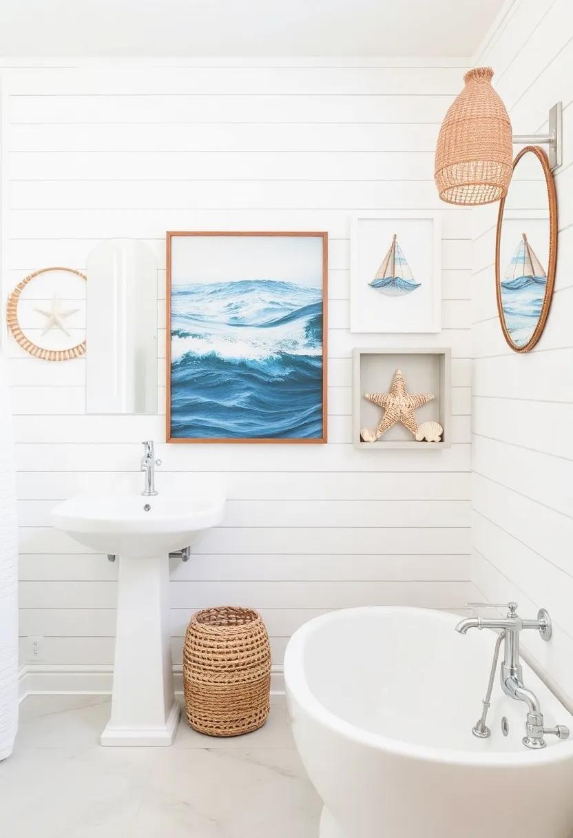Ocean-Inspired Artwork: Hang a collection of marine-themed prints or shadow boxes filled with seashells and starfish to bring the beauty of the beach indoors