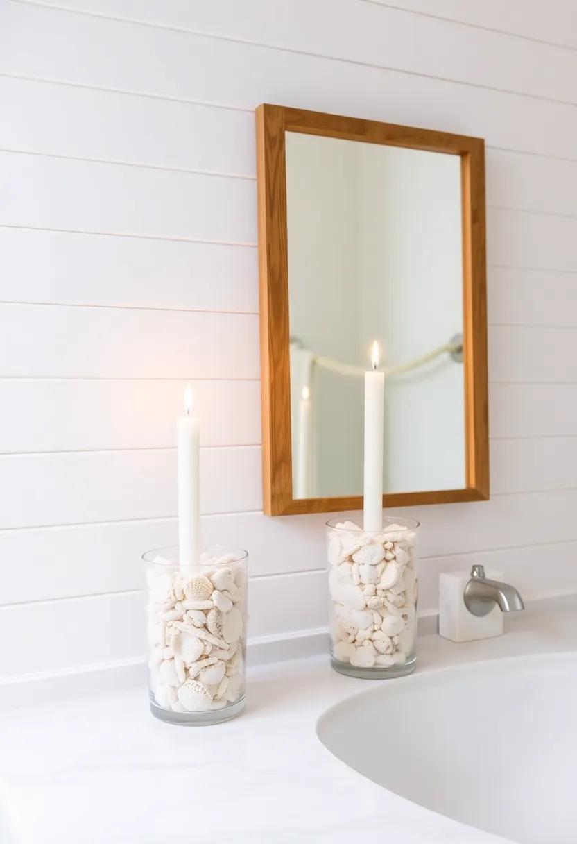 Seashell Topped Candle Holders: Use small seashells or pieces of coral to decorate candle holders,creating lovely focal points that brighten up the room