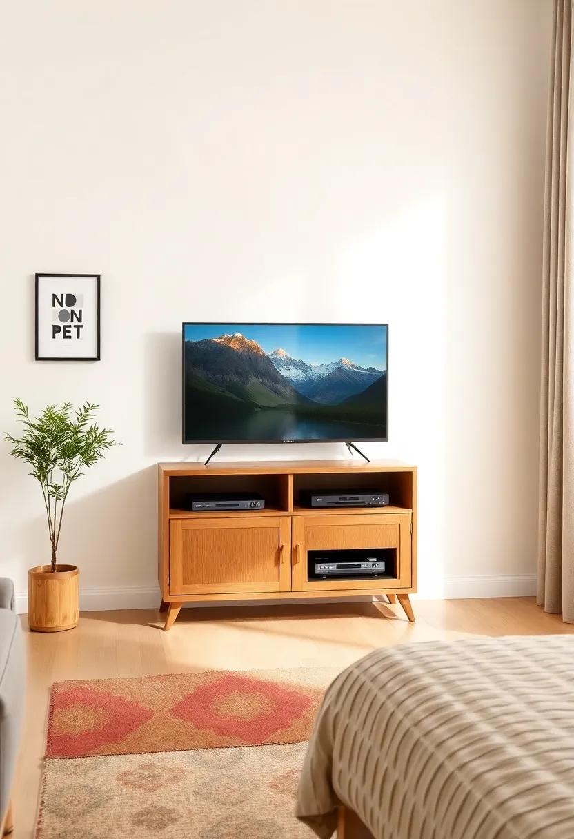 Retro Sideboard TV Stand: Channel retro vibes with a sideboard TV stand, offering a blend of vintage design and modern function that enhances your decor