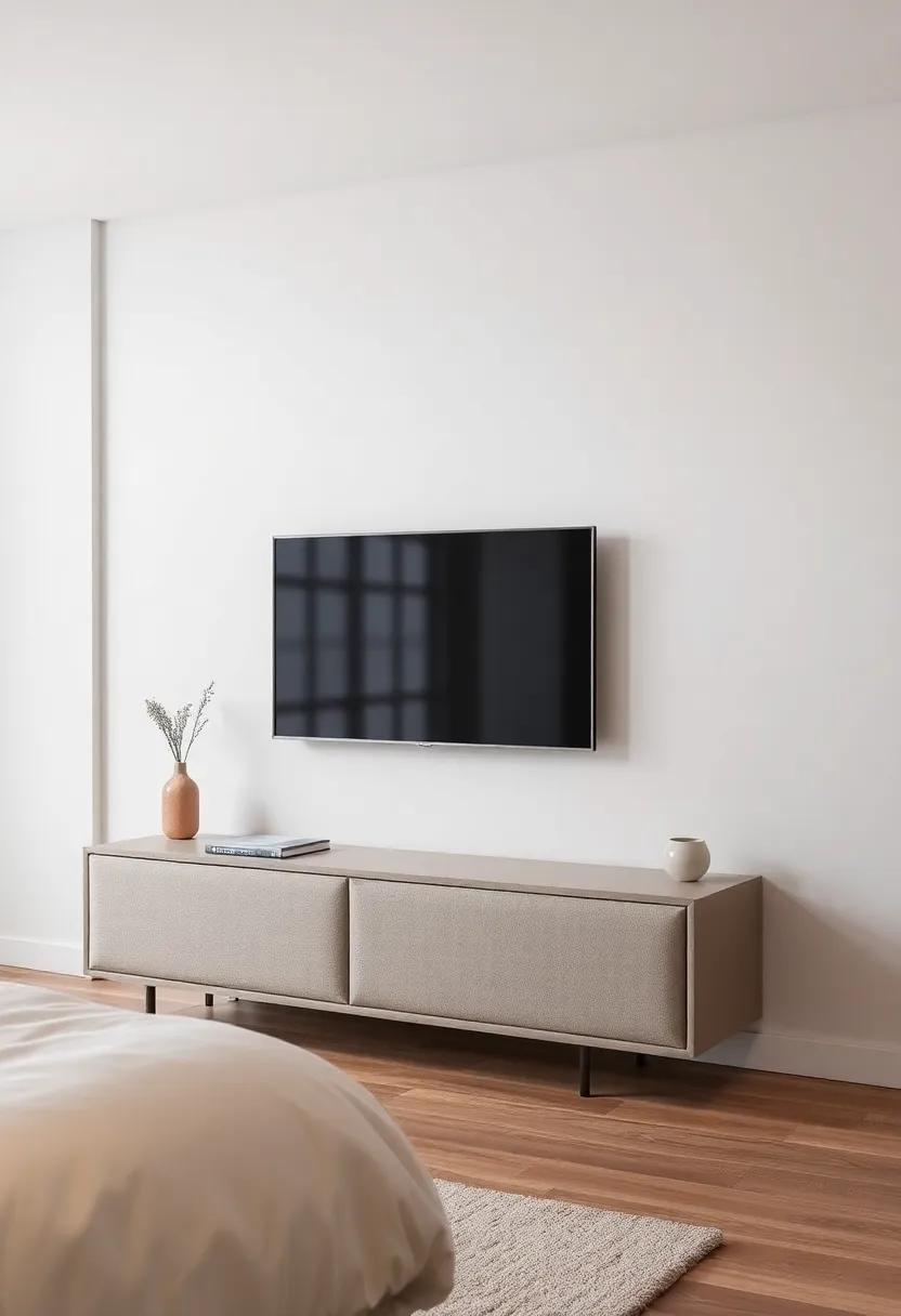 Soft Upholstered Unit: Soften the hard edges of your electronics with an upholstered TV unit featuring soft fabric, creating an inviting atmosphere in your personal retreat