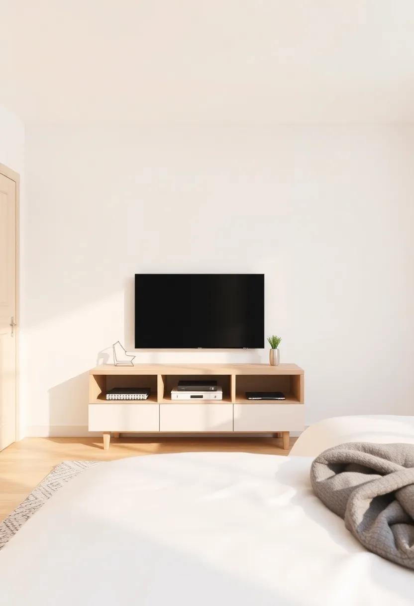 Under-Bed TV Stand: Utilize every inch of your bedroom by opting for an under-bed TV stand, providing hidden storage while keeping your space looking tidy and spacious
