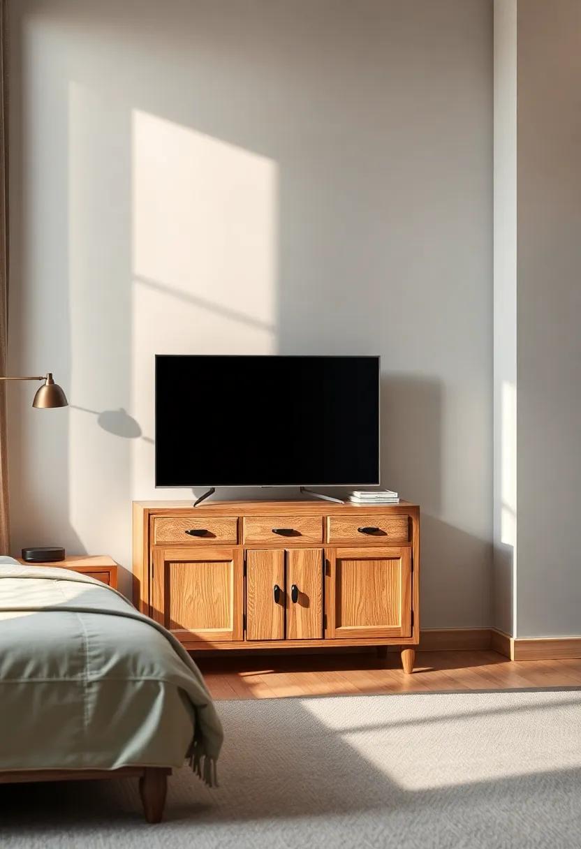 Vintage-Style Cabinet: Add a touch of nostalgia with a vintage-inspired cabinet that cleverly conceals your entertainment equipment while offering a unique focal point