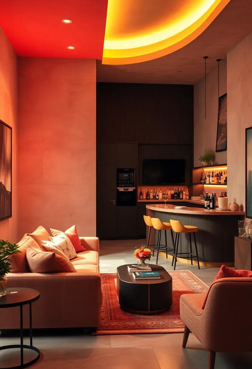 Integrate Colorful Accents to brighten your Living Room Bar