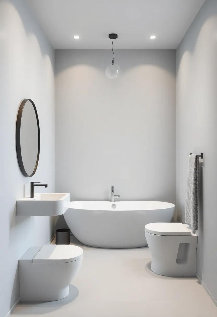 Utilize Color Psychology: Light, neutral colors can make the bathroom feel larger and cleaner, while bold accents add personality without overwhelming the area