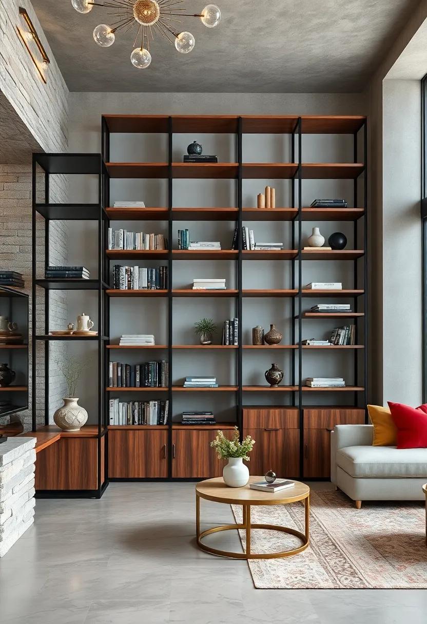 Adaptable Elegance: A modular bookcase that⁤ allows ‍for ‍endless configurations, combining⁢ rich wood​ finishes with sleek metal for ultimate customization