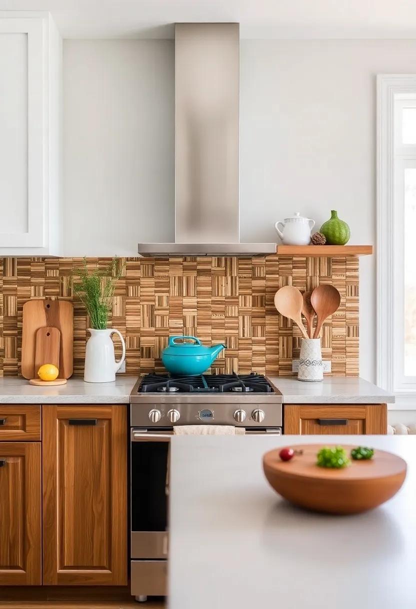 Opt For Woven Textures With Unique Bamboo Or Grass Backsplashes For Warmth