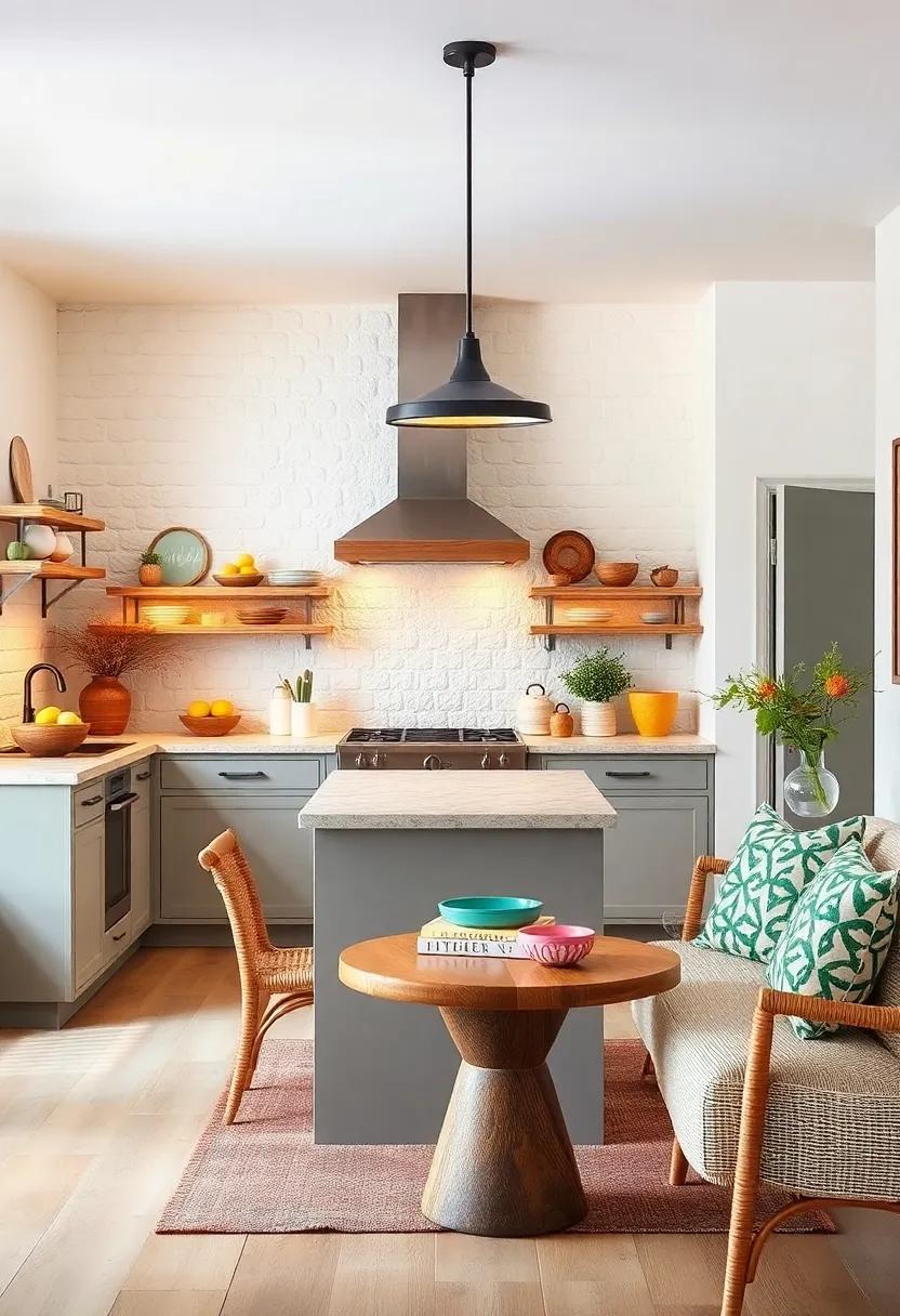 Colorful Accents: Introduce pops of color through accessories like vibrant dishware or decorative bowls, adding personality without overwhelming the space