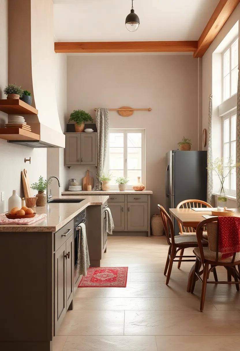 Cozy Textiles: Layer your space with plush textiles like soft dish towels, cushioned chairs, and patterned curtains to enhance the coziness factor