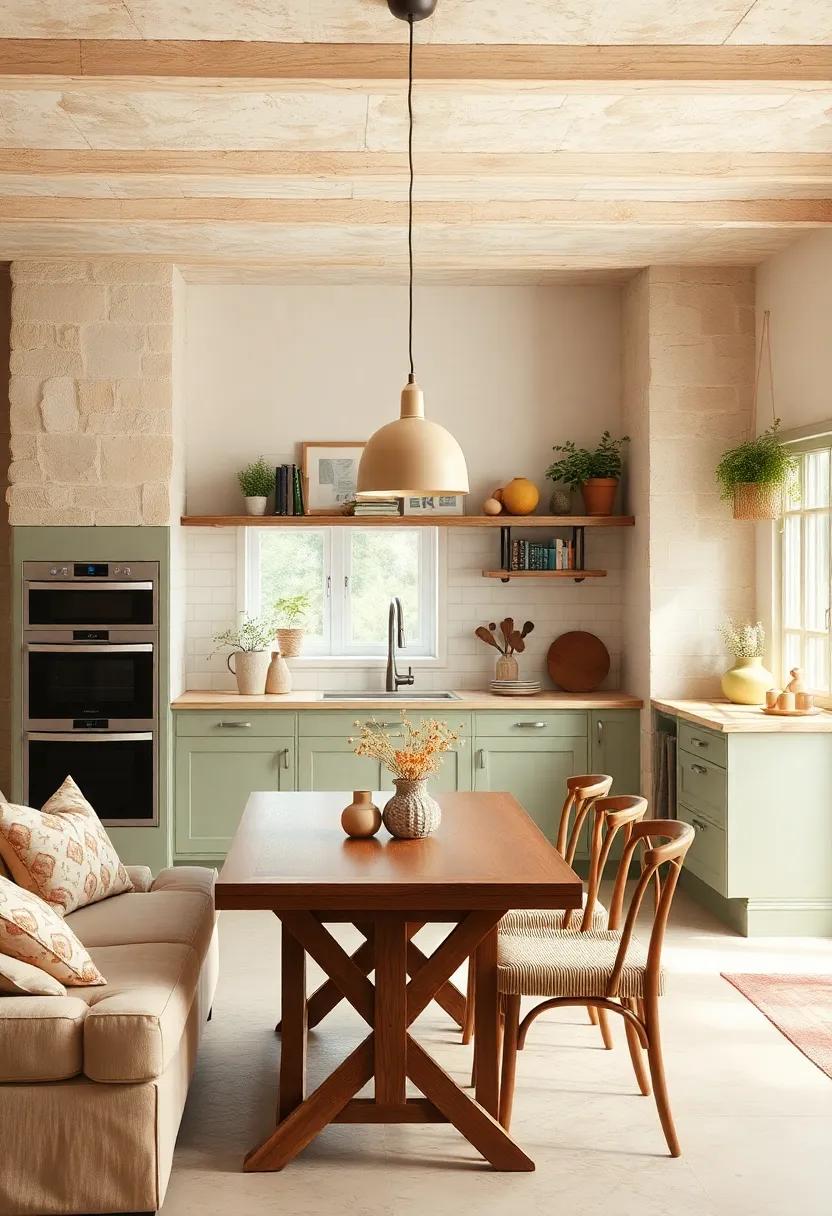 Embrace Warm Colors: Use a palette of soft creams, muted greens, and warm browns to create an inviting atmosphere that evokes comfort and tranquility
