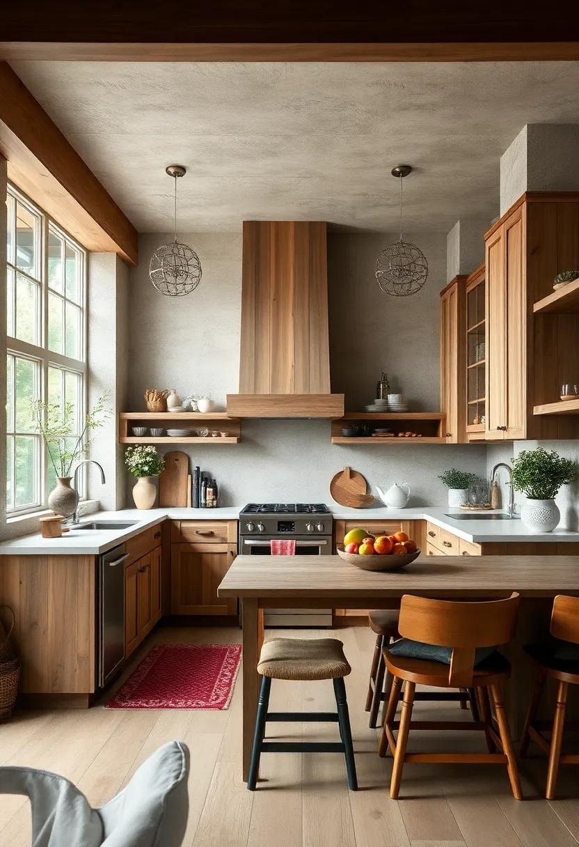 Natural Wood Elements: Use reclaimed wood for your cabinets or countertops to bring the beauty of nature indoors, adding warmth and character to your culinary retreat