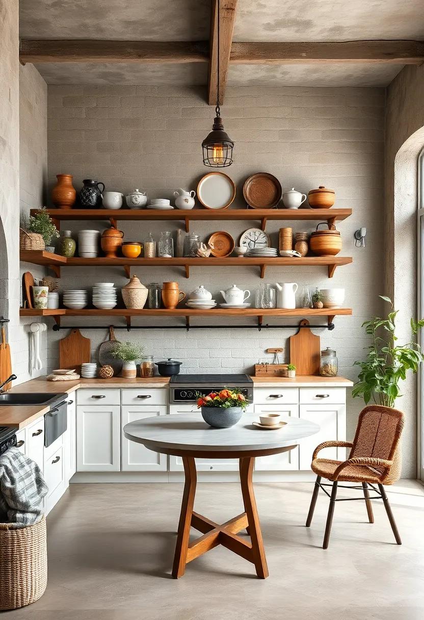 Charming Open Shelving Showcasing Vintage Finds