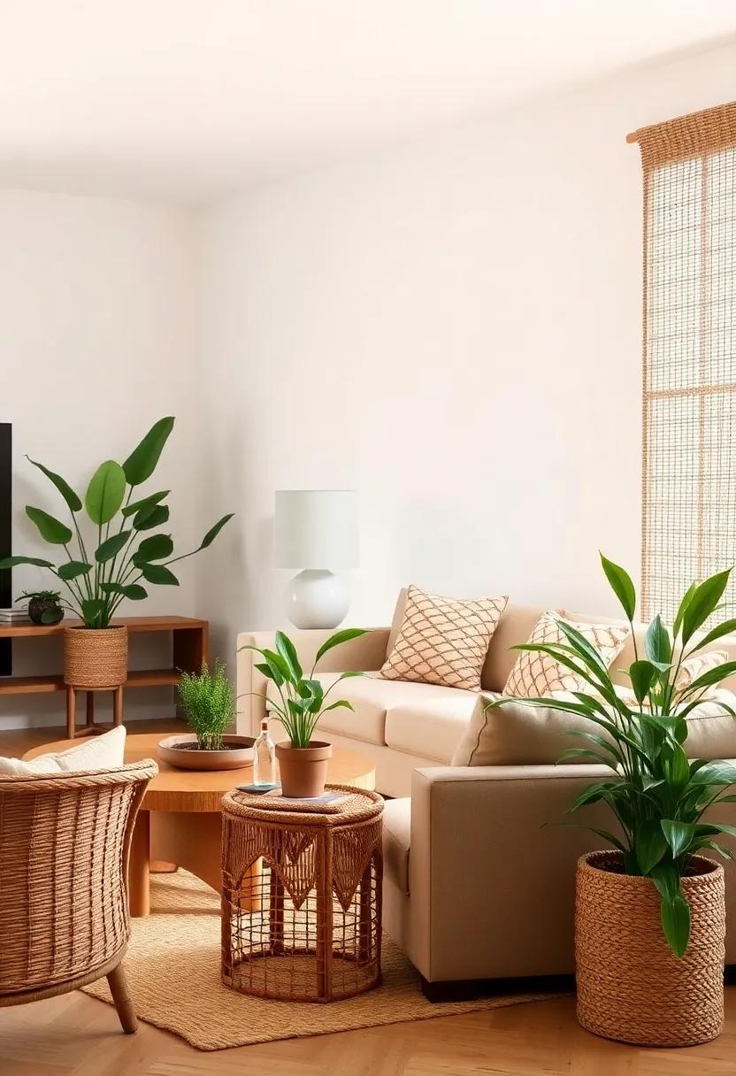 Add Live Plants: Incorporate greenery ⁣in woven planters, reinforcing the organic vibe and improving air quality