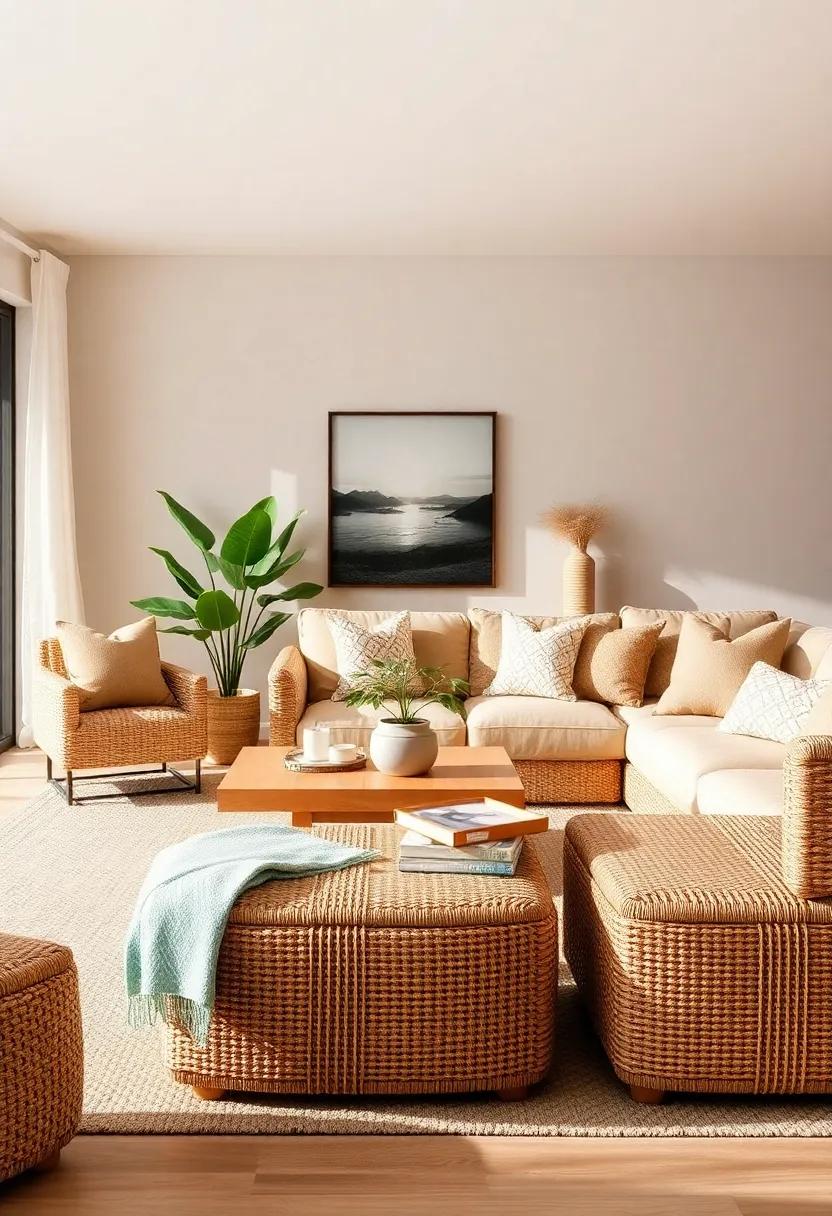 Use Furniture ⁢with ​Storage: ⁢Incorporate⁢ woven‍ ottomans or benches that provide both seats and hidden storage,‍ merging function with style