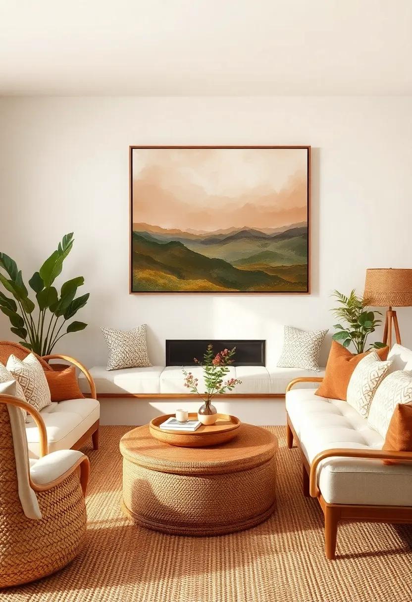 Use Earthy Artwork: Choose paintings or prints that ⁤feature⁣ earthy ⁣tones,bringing additional warmth and⁤ character to your living room