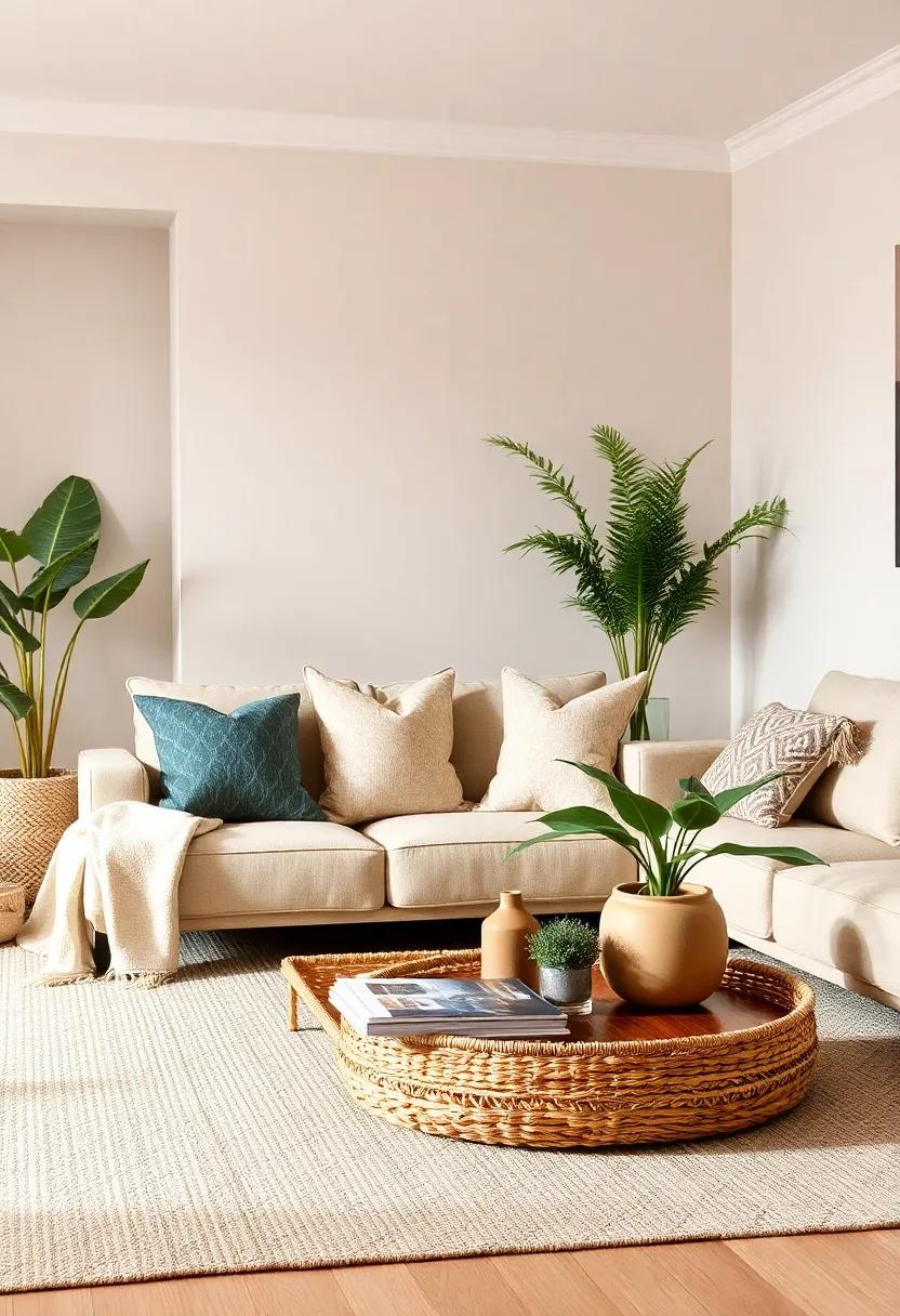 Incorporate Woven Accents: Use woven baskets or trays ‍to display plants ⁢or⁤ magazines, bringing a touch of nature​ indoors