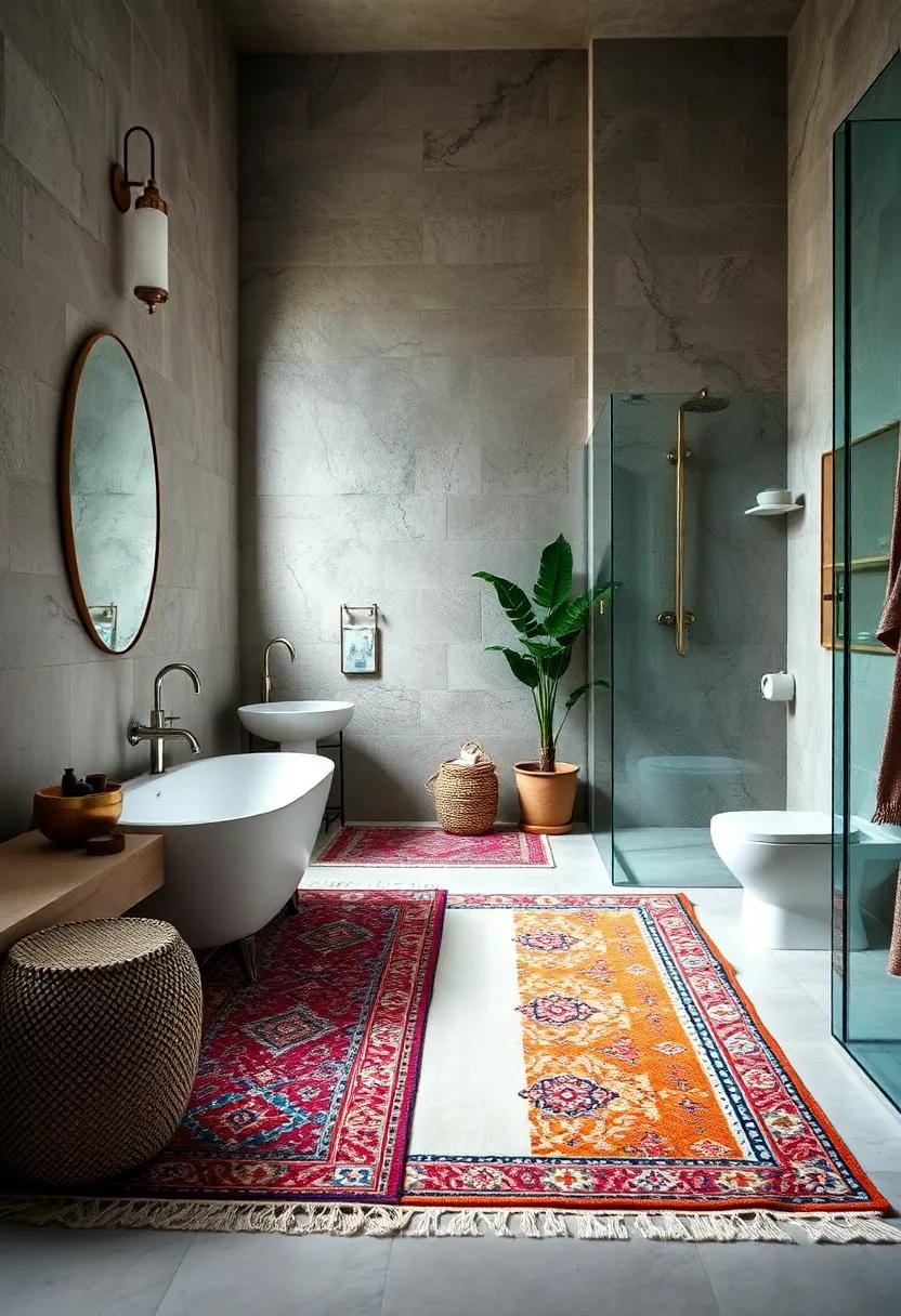 Colorful Borders: Rugs with vibrant ⁢borders can frame your space beautifully, drawing attention ⁢to the ​area around ​sinks or bathtubs