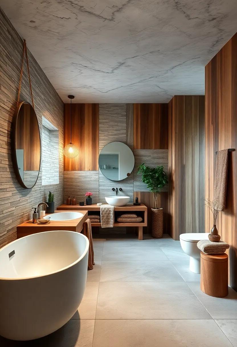 Mixing⁢ textures: Combine wood with stone or tile for a balanced visual appeal that ⁣adds depth to‍ your eclectic bathroom