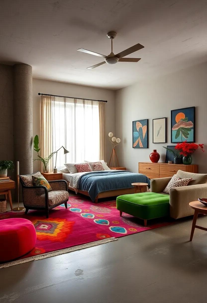 Utilize Colorful Rugs: A bright area rug can enliven the floor and ‌anchor ⁣your furniture ‍arrangement,‍ adding warmth and ⁢comfort underfoot