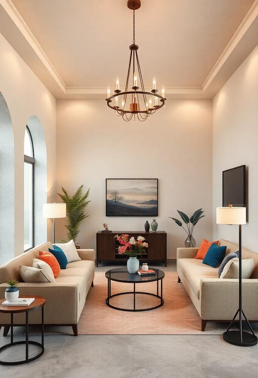 Elegant Lighting Fixtures: Swap out standard ceiling lights for unique chandeliers or stylish floor lamps to add an architectural element to your decor