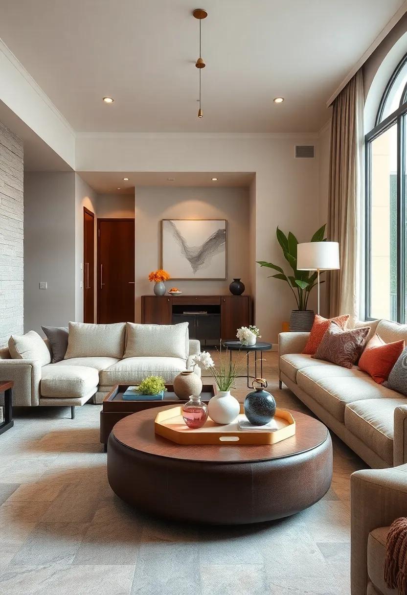 Decorative Trays: Use decorative trays on coffee tables or ottomans to organize items neatly while adding a touch of elegance and style