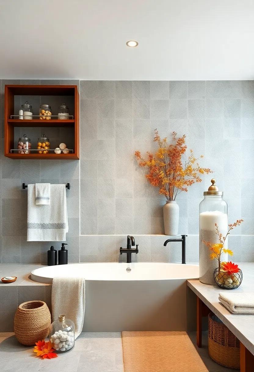 Bath Salts in Glass Jars: display bath salts in beautiful glass jars on counters or shelves to add both color and a decorative touch