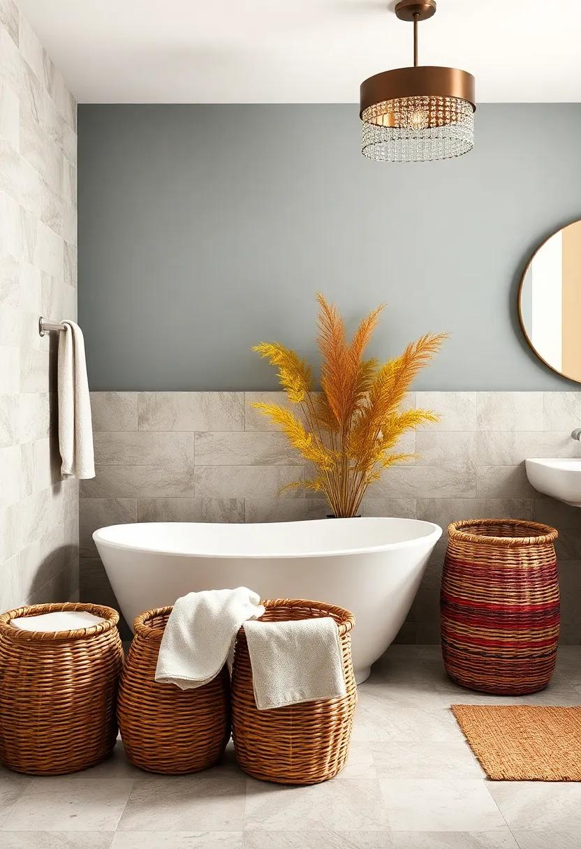 Colorful Wicker Storage: Use wicker or rattan baskets for storage in lively fall colors that brighten up darker spaces while keeping things tidy