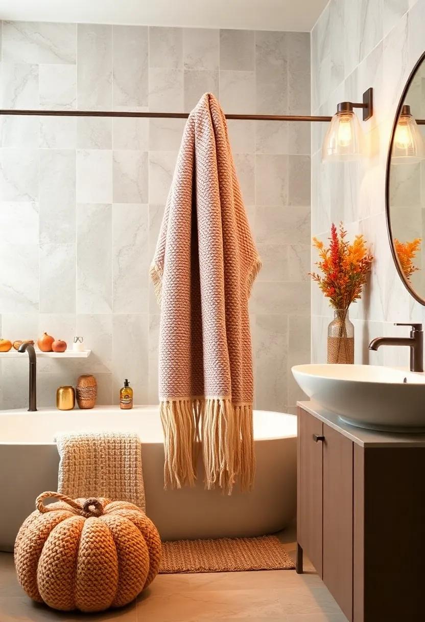 Textured Shower Towel: Hang a textured or fringe shower towel as a design statement that also serves a practical purpose