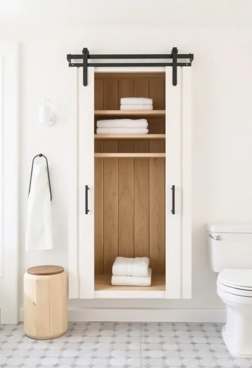 Barn Door​ Cabinet: A sliding barn door cabinet adds charm and practicality, providing a stylish way ⁣to store towels and toiletries ‍while saving‍ space
