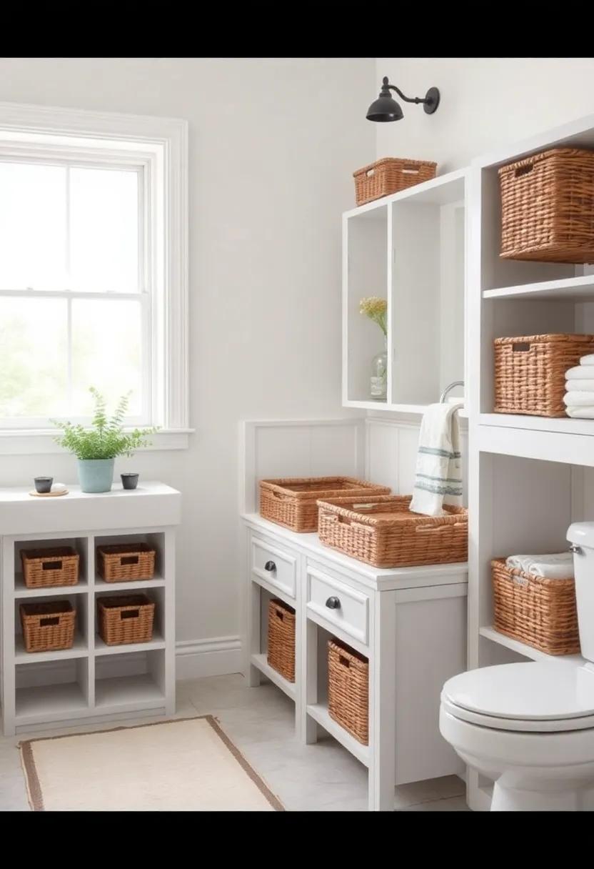 Rustic Baskets ‌and Cubbies for Organizing a Cozy Bathroom Retreat