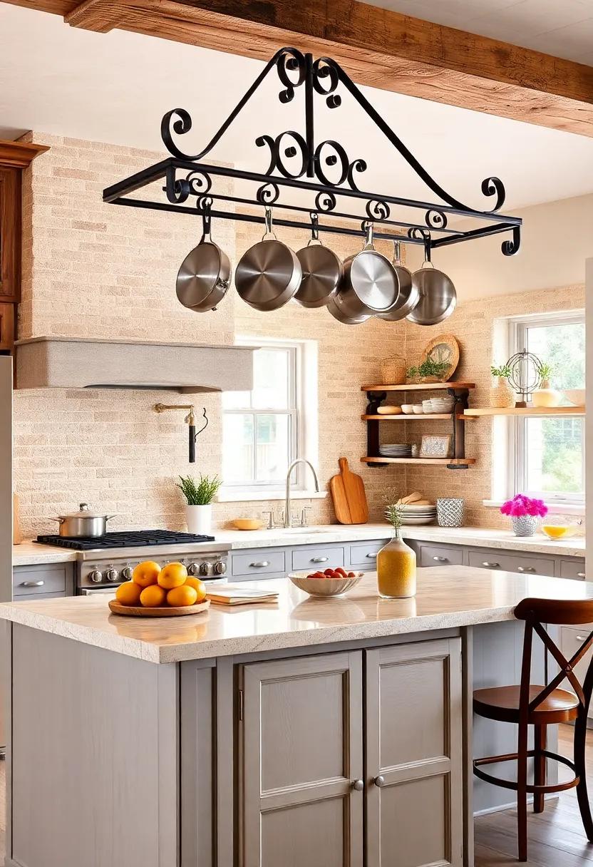 Iron Pot ‌Rack: A rustic pot rack made of wrought iron can not only save space ​but also serve as a decorative element, displaying your favorite cookware