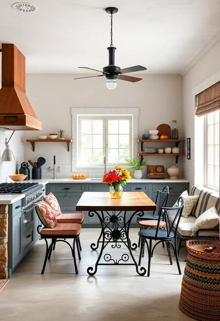 Rustic Iron⁤ Nook: Create a⁤ cozy breakfast nook with iron accents,featuring a sturdy iron table⁢ and comfortable seating that invite lingering