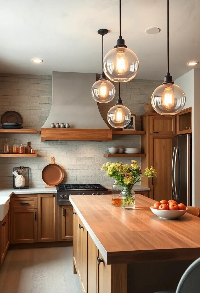 glass globe Pendants: Choose glass globe pendants for a modern twist that still honors the simplicity of farmhouse design