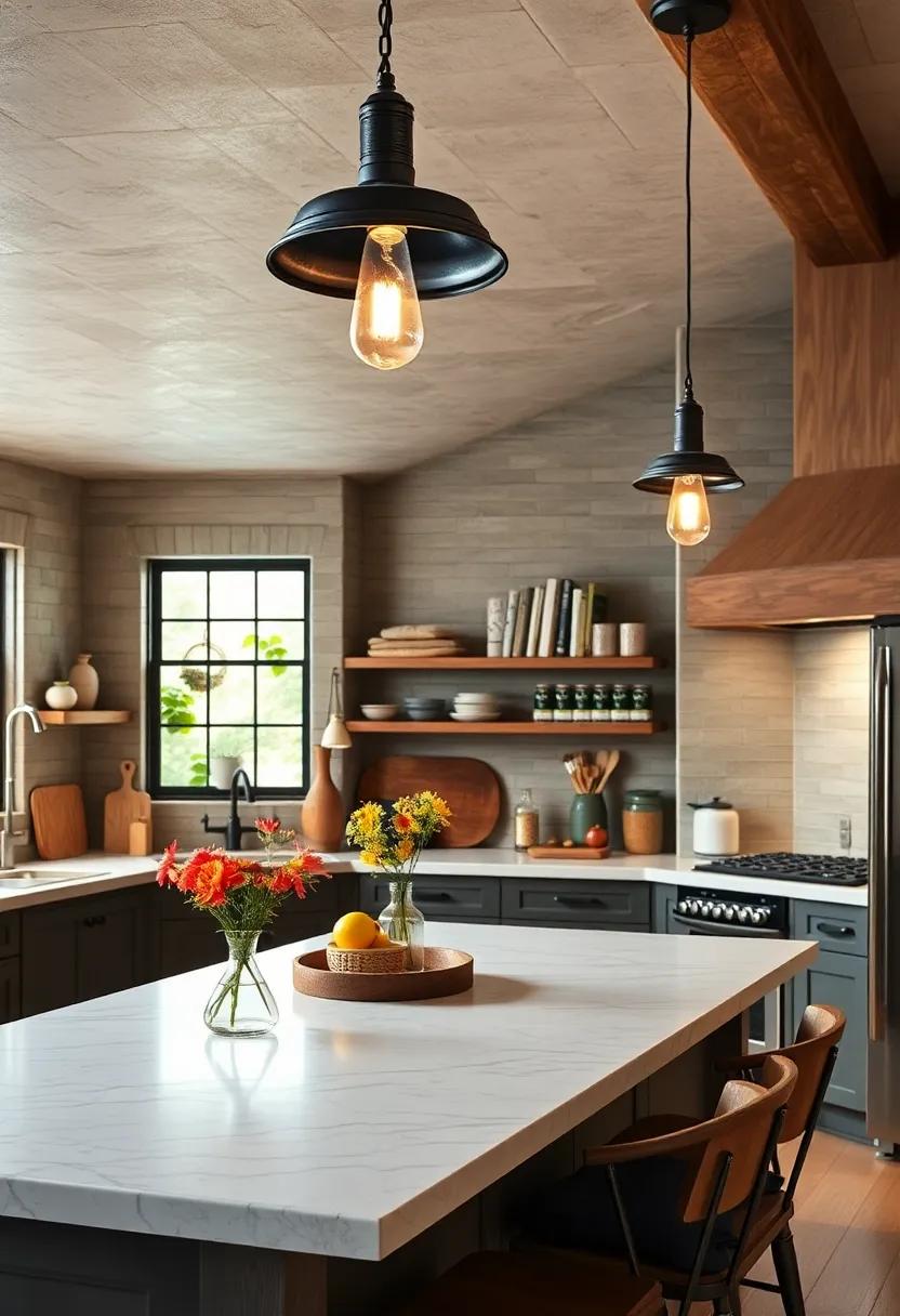 Industrial-style Fixtures: Combine metal fixtures with Edison bulbs for a look that’s both contemporary and country-chic