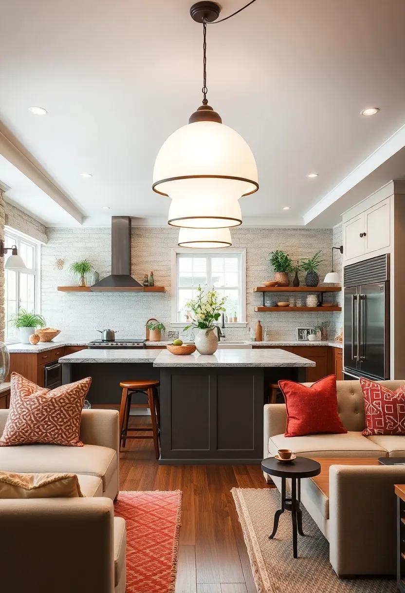Oversized Dome Lights: Consider large dome lights to make a bold statement while providing ample illumination over kitchen islands