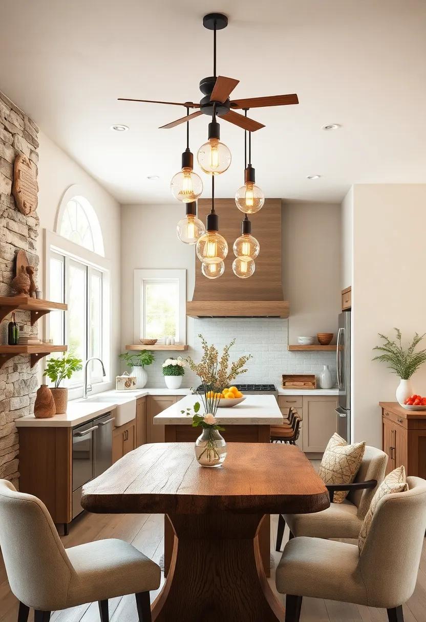 Pendant Cluster Arrangements: hang several small pendants at varying heights for an artful display that adds dimension and charm