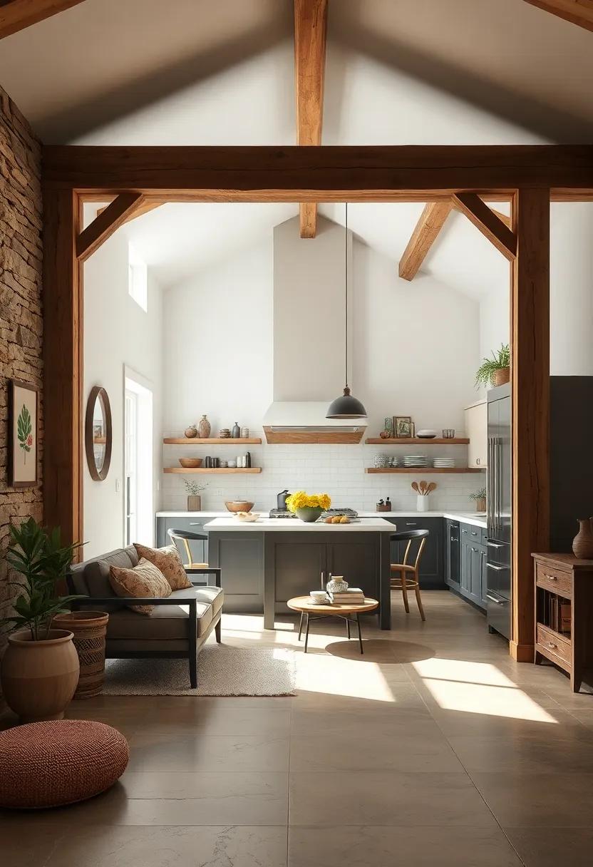 Cozy Nook: An intimate breakfast area under ‌exposed​ beams‌ transforms​ the kitchen into a cozy space for morning coffee or casual conversations,inviting warmth and comfort