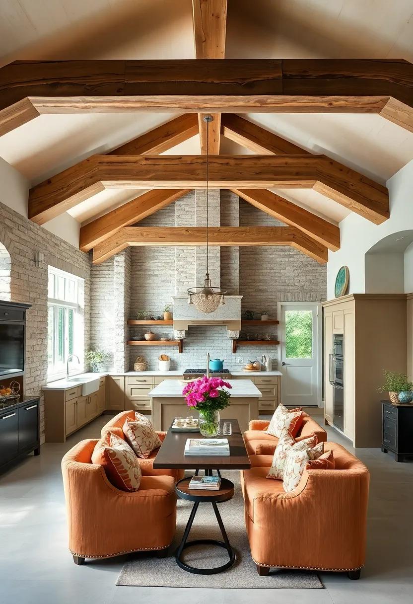 Dramatic Statement: Oversized⁣ beams spanning the kitchen ceiling add an ‌artful touch,​ serving as both a structural element and a focal point⁢ that draws ⁤the eye upward