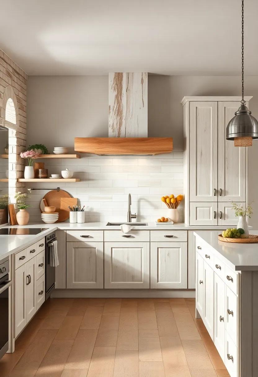 Whitewashed⁣ Wood accents: Subtle wooden features that evoke a cozy ‌feel, perfect for a light and airy kitchen